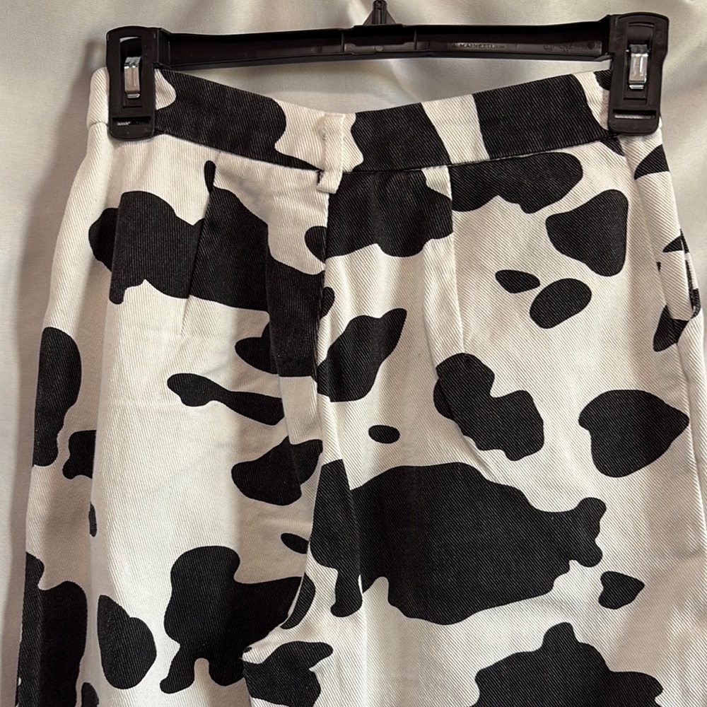 SHEIN Monochrome Cow Pattern Wide Leg Pants XS138 - Picture 6 of 10